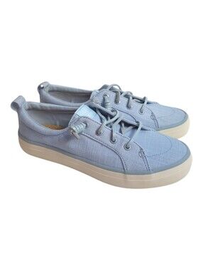 Sperry Crest Vibe Shimmer Canvas Sneakers Women Blue Casual Comfort Shoes 7.5M
